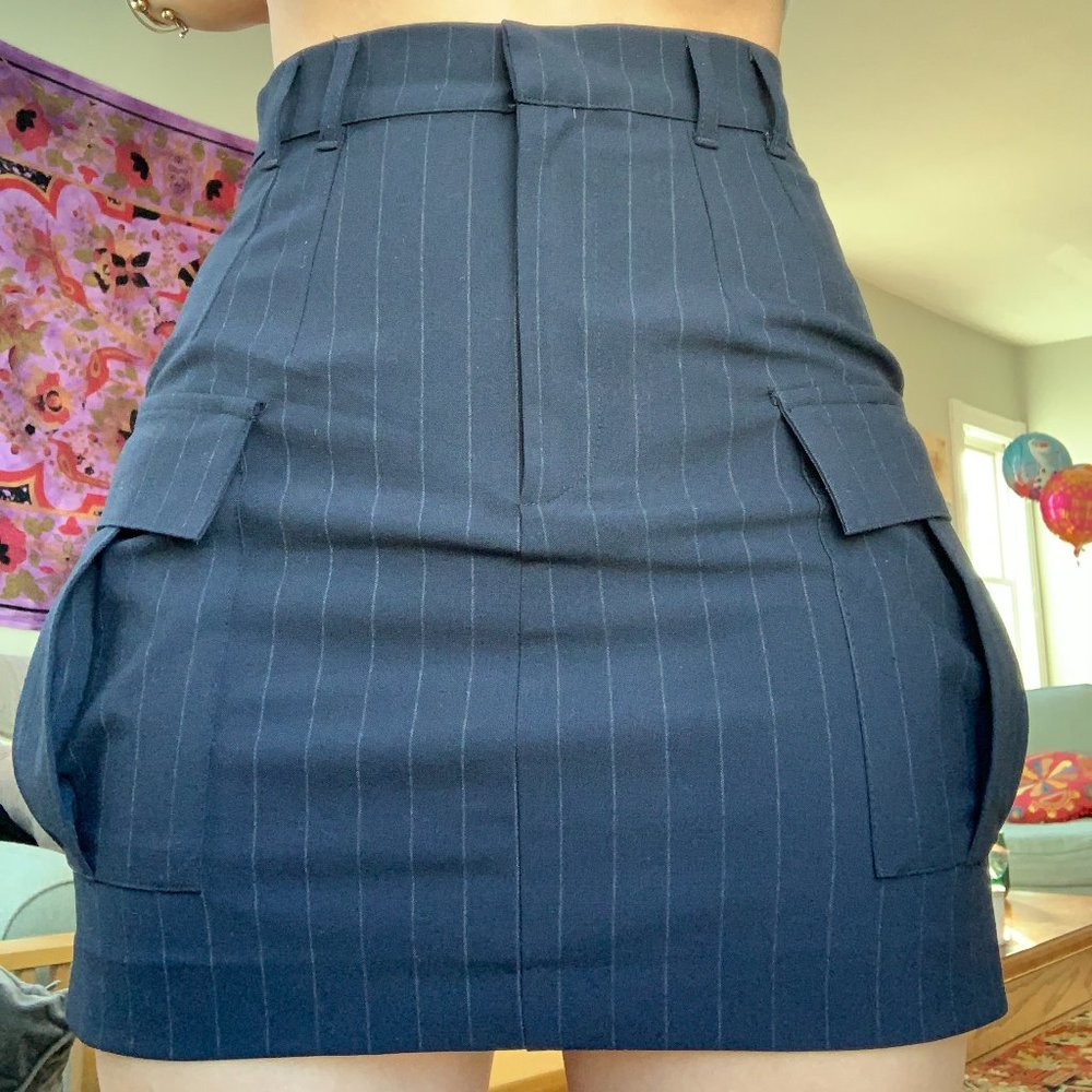 Zara Pin Stripped Mini Skirt with Pockets